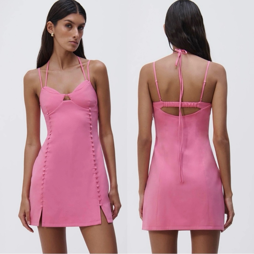 Jonathan Simkhai Eilish Mini Dress in Punch Pink Size 10 NWT